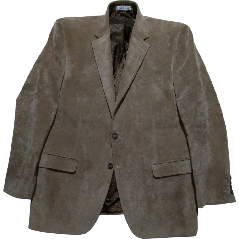 Chaps Ralph Lauren Corduroy Sport Coat Blazer Mens 44R Khaki Caramel EUC